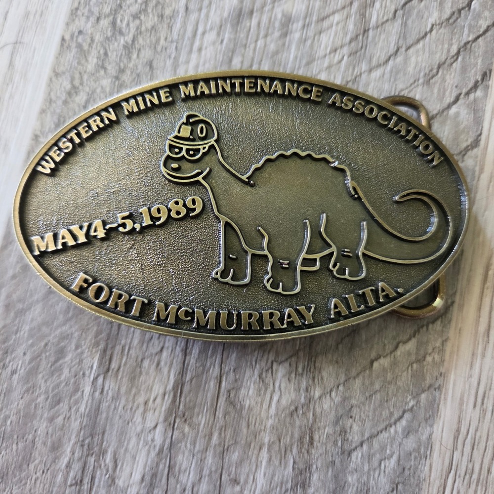 Vintage 1989 Western Mine Maintenance Association Fort McMurray Belt Buckle Rare